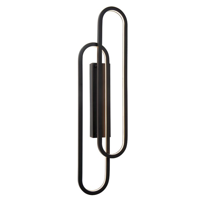 Sort væglampe modern, Thelma, 33W, dim to warm LED