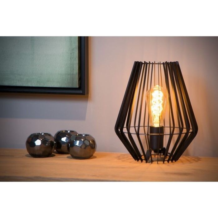 Sort bordlampe modern, Reda, med brytare