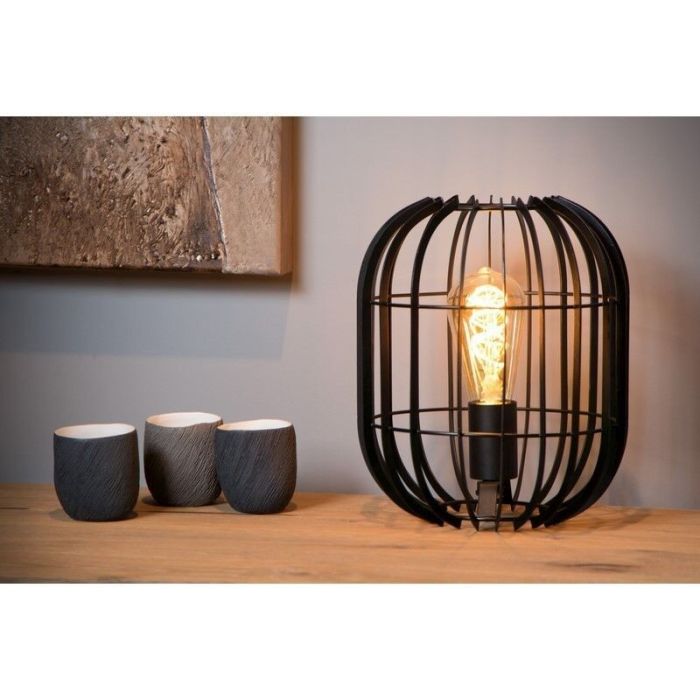 Sort bordlampe modern, Reda, med brytare