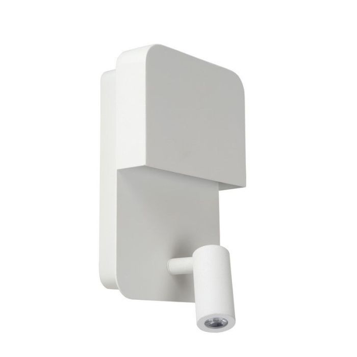 Hvid væglampe modern, Boxer, 5W, 3000K LED, med brytare