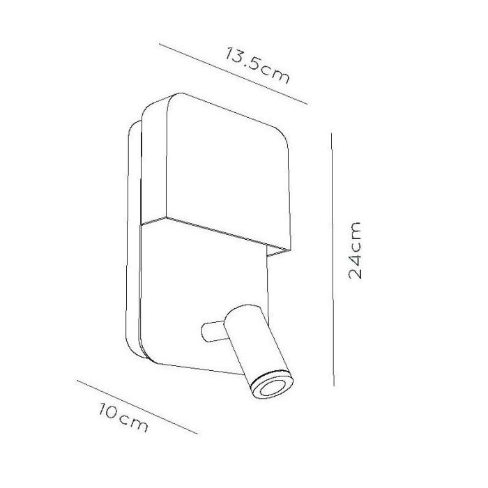Hvid væglampe modern, Boxer, 5W, 3000K LED, med brytare