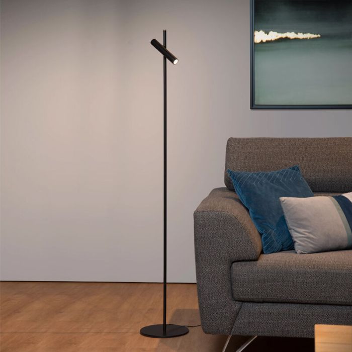 Sort læselampe gulv modern, Philon, 4,5W, 3000K LED, med beröringsdimmer