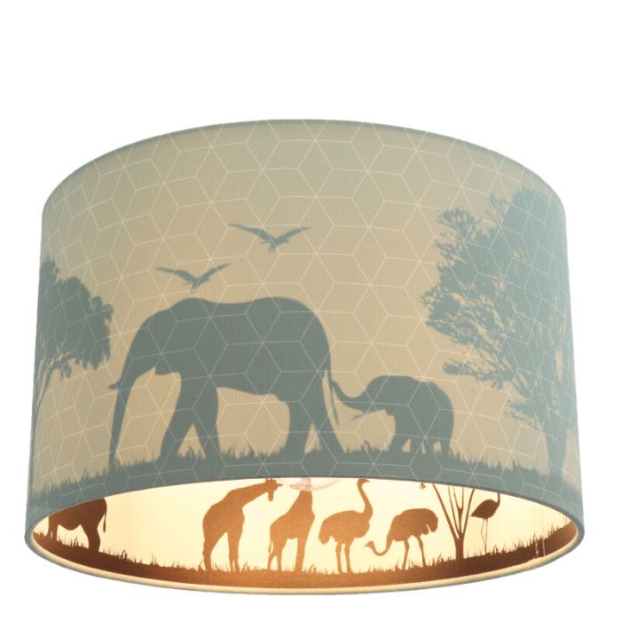 Stof loftlampe til børneværelse grøn, Safari