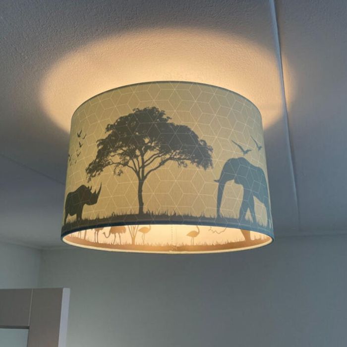 Stof loftlampe til børneværelse grøn, Safari