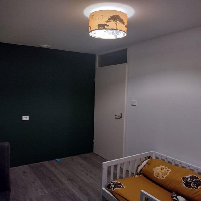 Stof loftlampe til børneværelse orange, Safari
