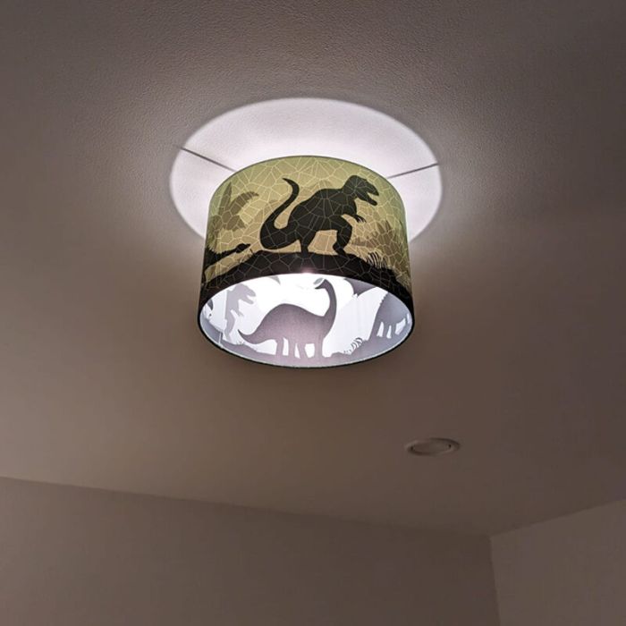 Modern loftlampe til børneværelse grøn, Dino