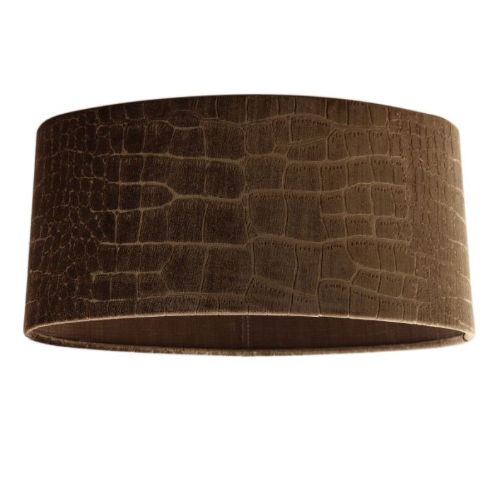 40 cm oval fløjl lampeskærm brun krokodille stof, Emilius