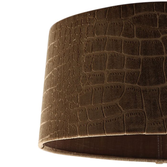 40 cm oval fløjl lampeskærm brun krokodille stof, Emilius