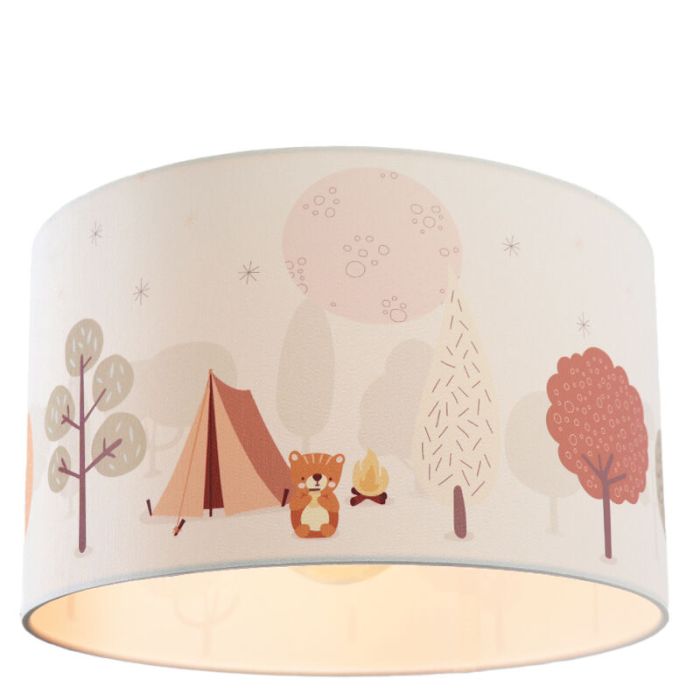 Stof loftlampe til børneværelse hvid, Forest life