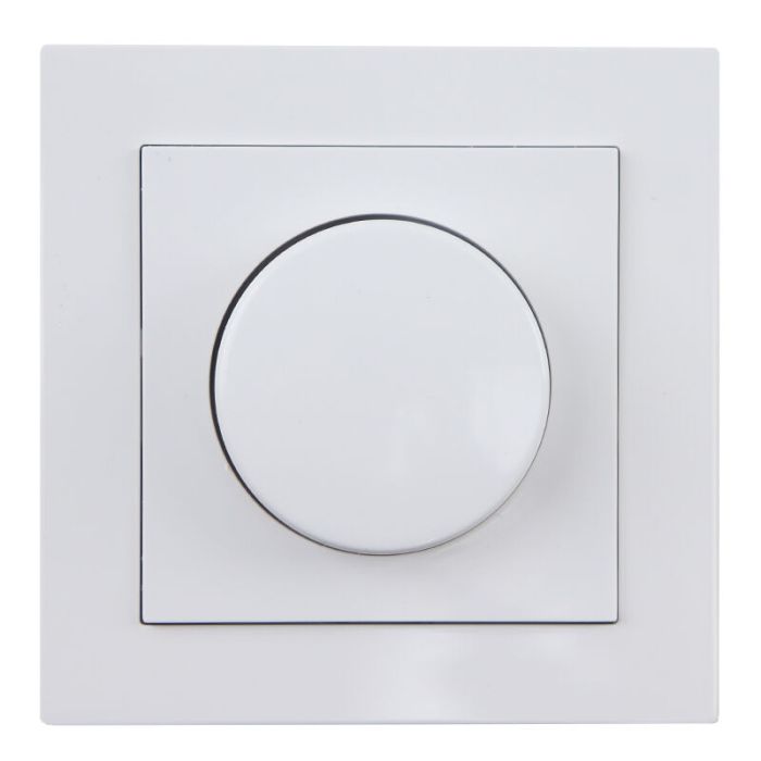 LED lysdæmper, 0,5 - 200W, med hvid dækramme og midterplade