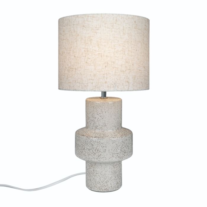 Keramik bordlampe beige, Dugan, med brytare