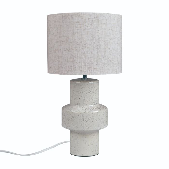 Keramik bordlampe beige, Dugan, med brytare