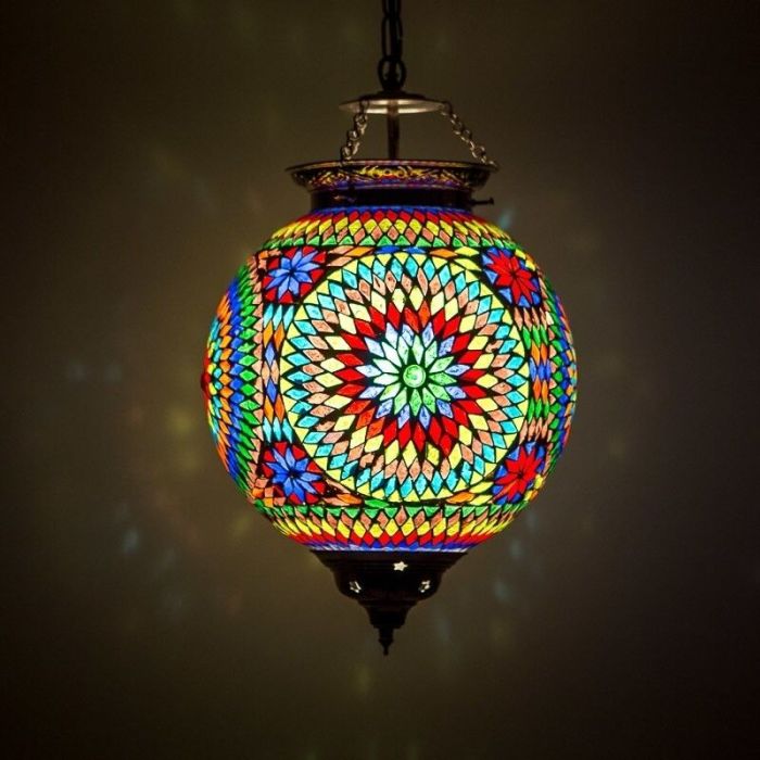 Multi-Farvet orientalsk pendler lampe mosaik, Aziza