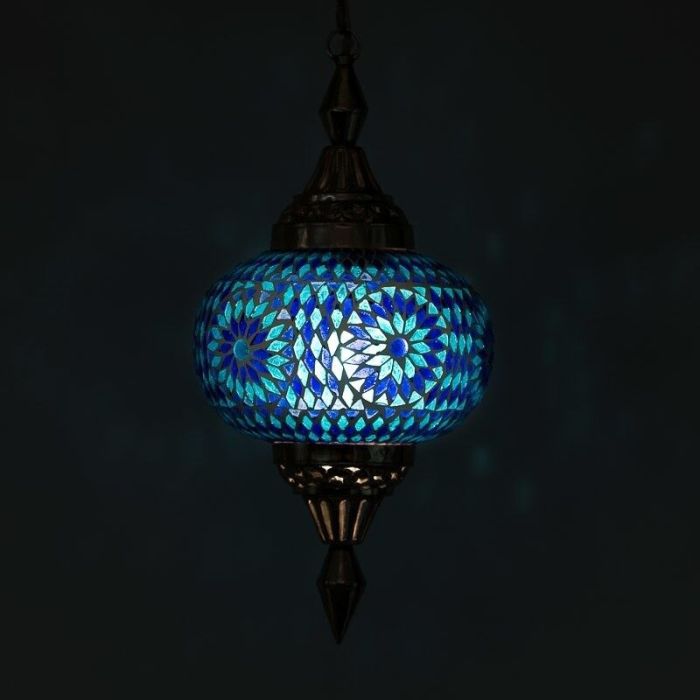 Blå orientalsk pendler lampe mosaik, Aicha