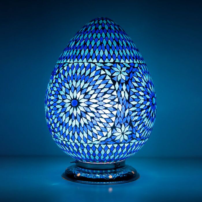 Blå orientalsk bordlampe mosaik, Lara
