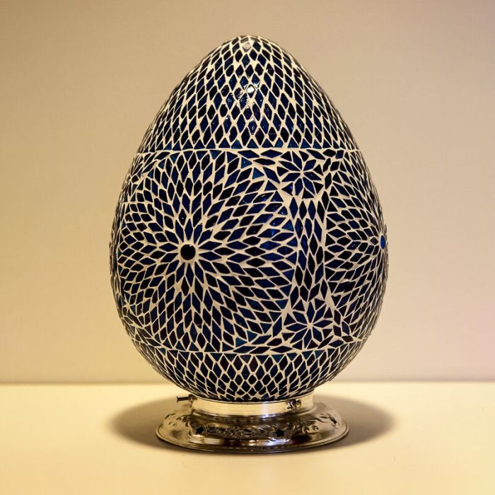 Blå orientalsk bordlampe mosaik, Lara