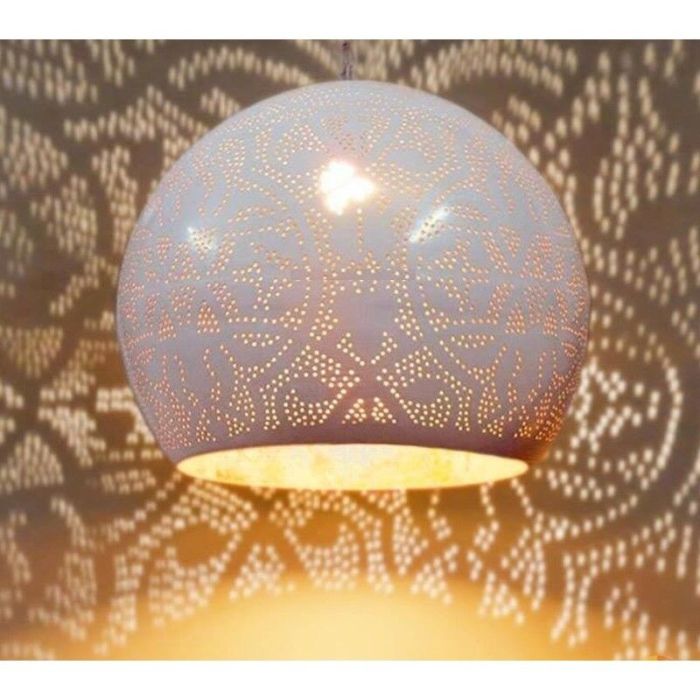 Hvid orientalsk pendler lampe filigran, Kenza