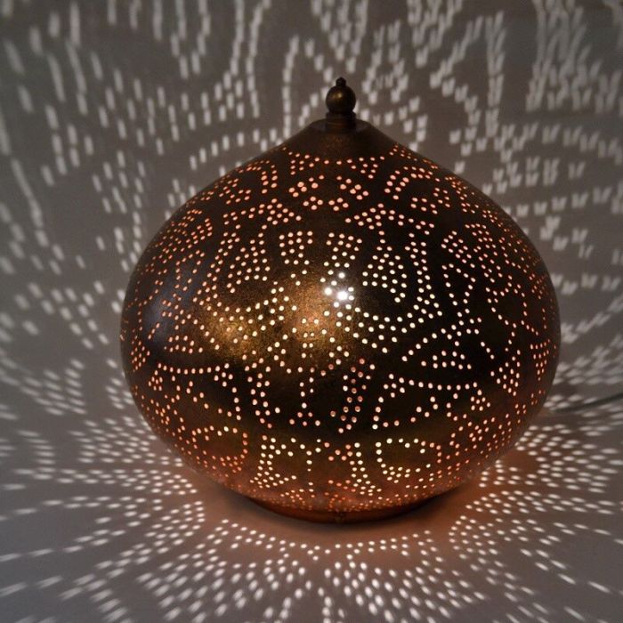 Kobber orientalsk bordlampe filigran, Nour