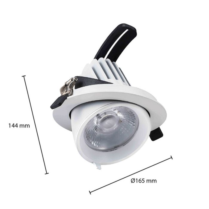 Hvid downlight aluminium, Shanaya, 30W, white switch LED