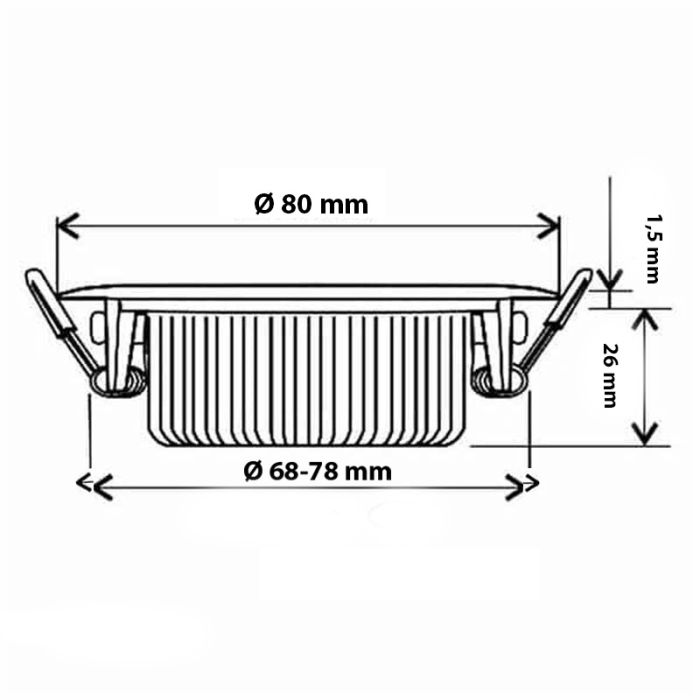 Sølv downlight aluminium, Wimke, 5W, dim to warm LED, IP44