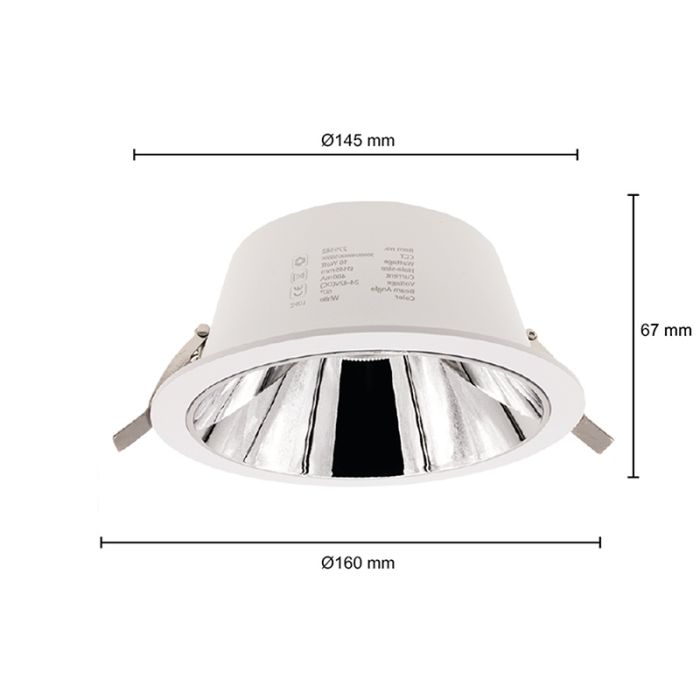 Hvid downlight aluminium, Maud, 16W, white switch LED, IP22