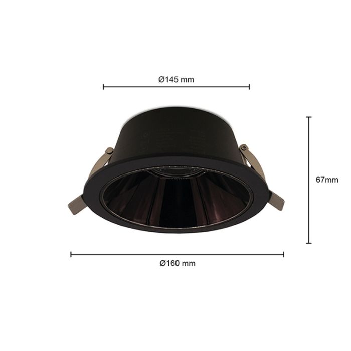 Sort downlight aluminium, Maud, 16W, white switch LED, IP22