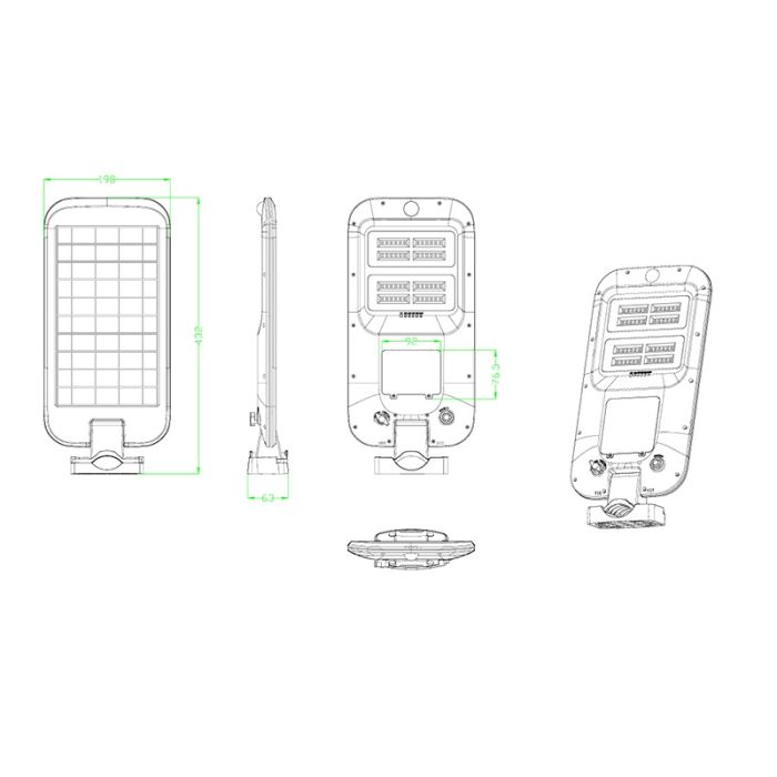 Solar LED gatubelysning Amsterdam, 18 Watt, 6000K, 2 års garanti
