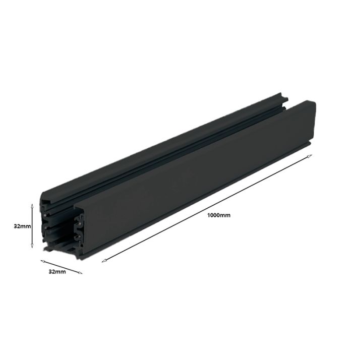 3-faset skinne, 1 meter, sort, Pro
