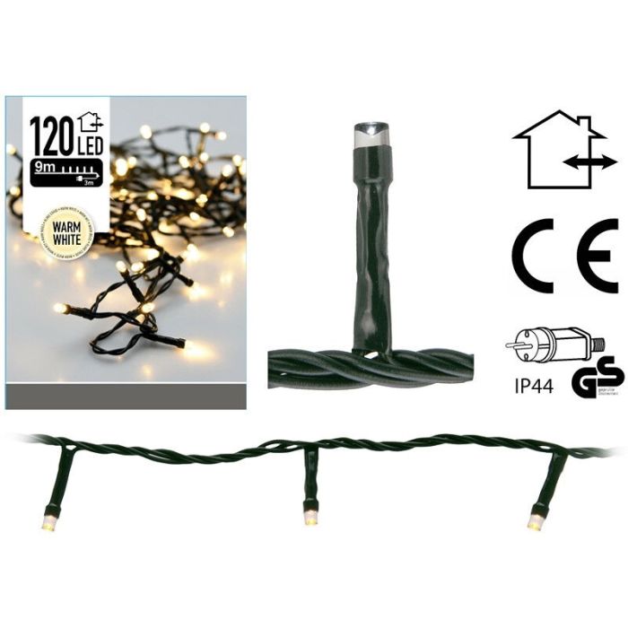 9m LED udendørs julelys, 120 varmhvide lys