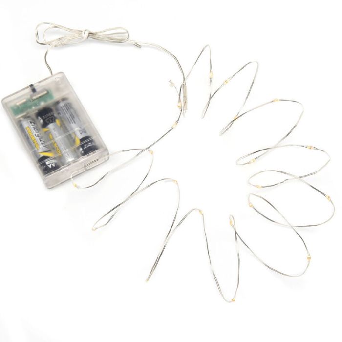 2m batteridrevne LED-ledningslys, 40 LED'er, varm hvid