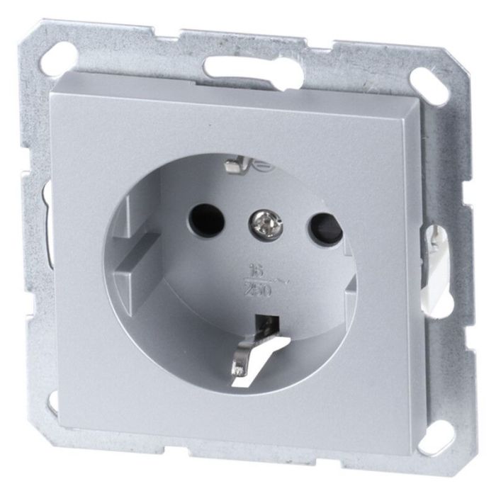 Q-Link S-Line Socket Flush Mount Single PG, Grå/aluminium farvet