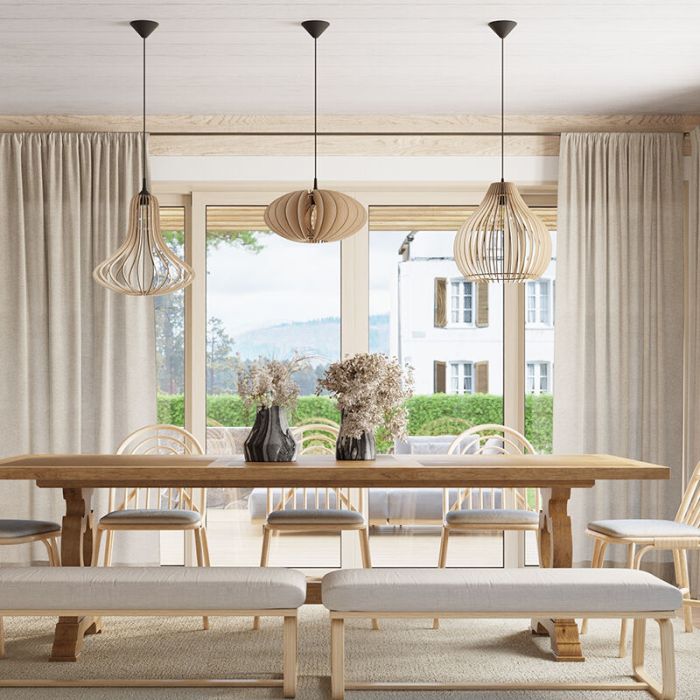 Træ pendler lampe brun, Grada