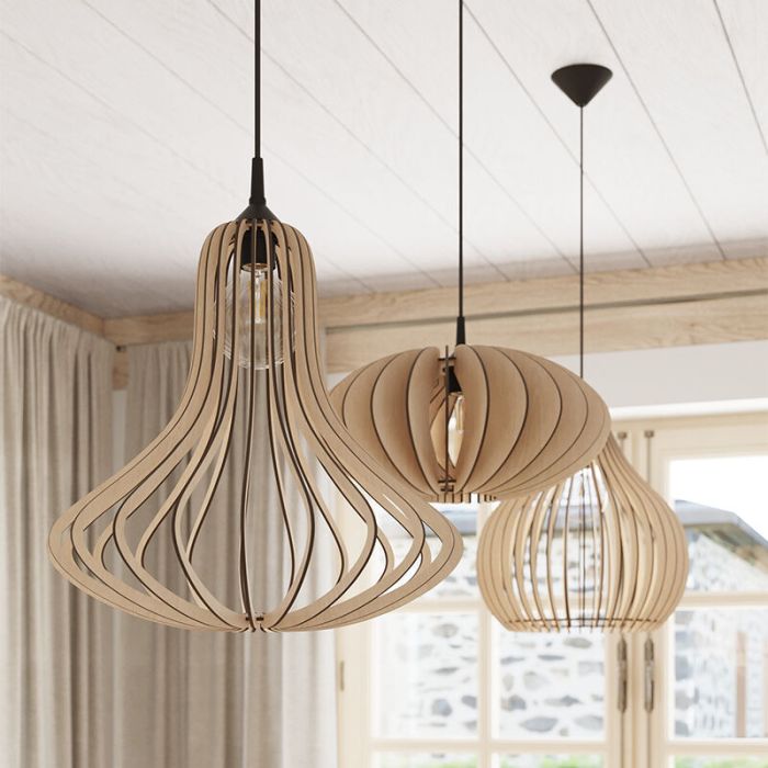 Træ pendler lampe brun, Grada