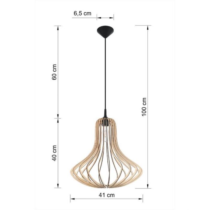 Træ pendler lampe brun, Grada