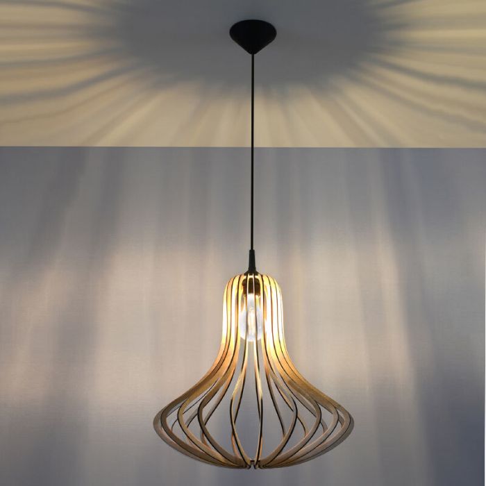 Træ pendler lampe brun, Grada