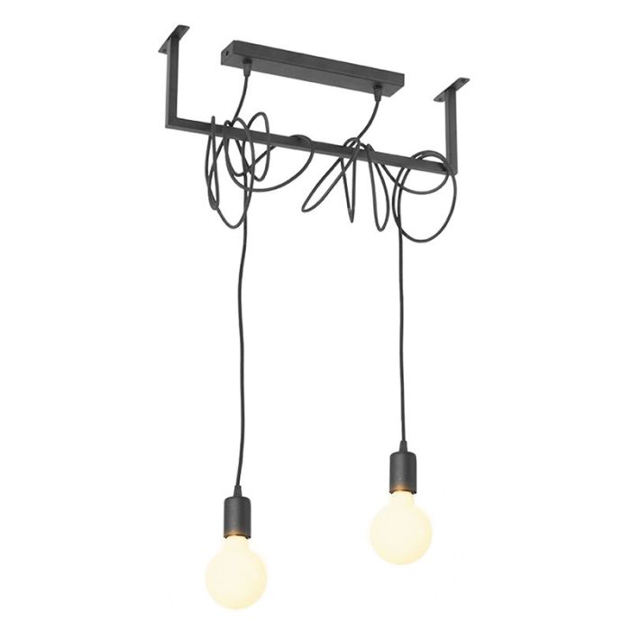 Stål pendler lampe sort, Lauraine