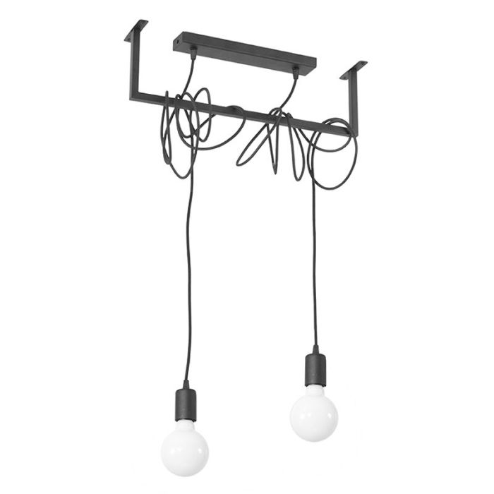 Stål pendler lampe sort, Lauraine