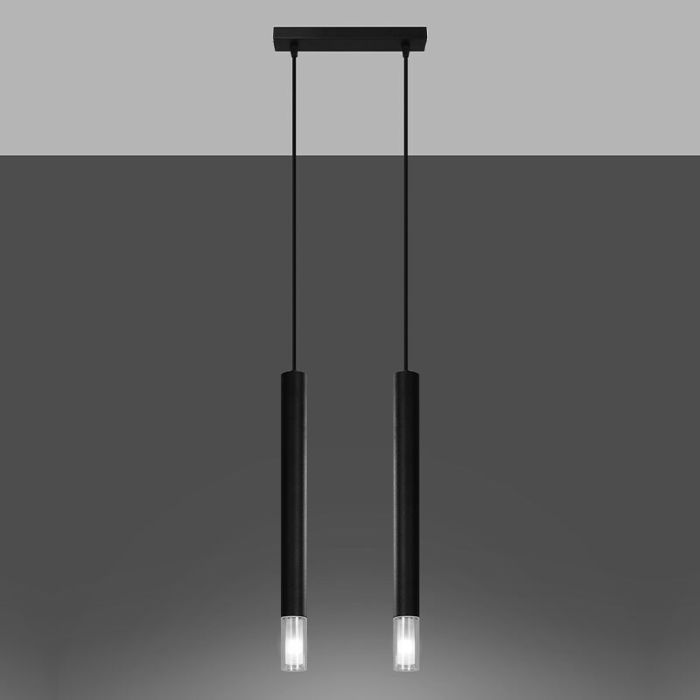 Glas pendler lampe sort, Ishani