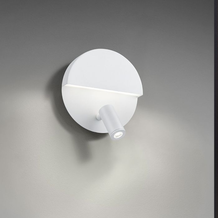 Hvid væglampe design, Solo, 6W, 3000K LED, med brytare