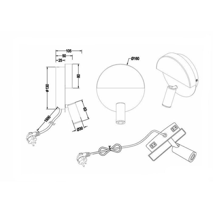 Hvid væglampe design, Solo, 6W, 3000K LED, med brytare