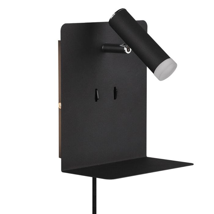Sort væglampe design, Ricciolo, 3W, 3000K LED, med brytare