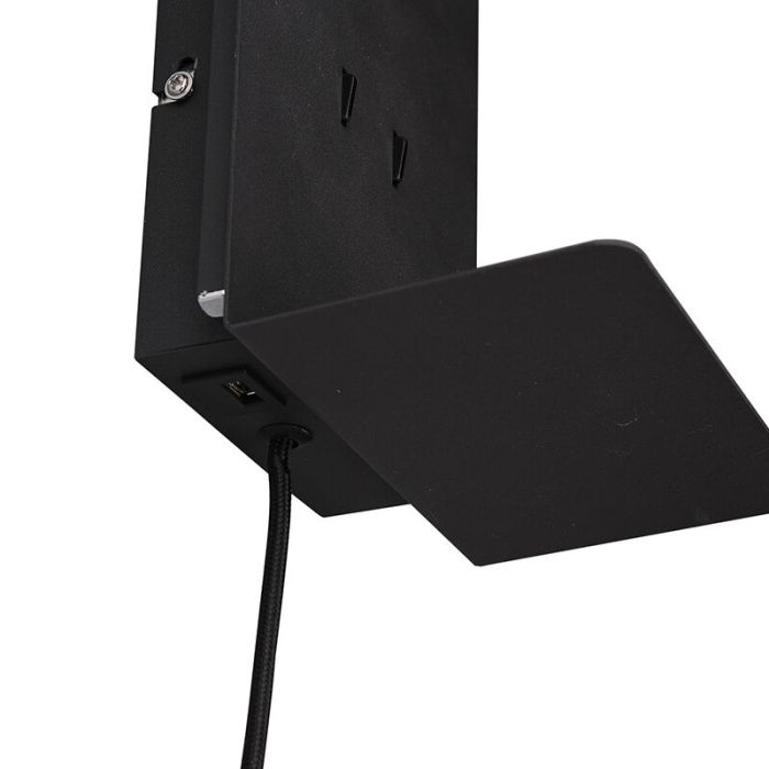 Sort væglampe design, Ricciolo, 3W, 3000K LED, med brytare
