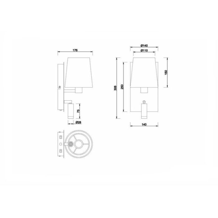 Nikkel væglampe design, Soro, 40W, 3000K LED, med brytare