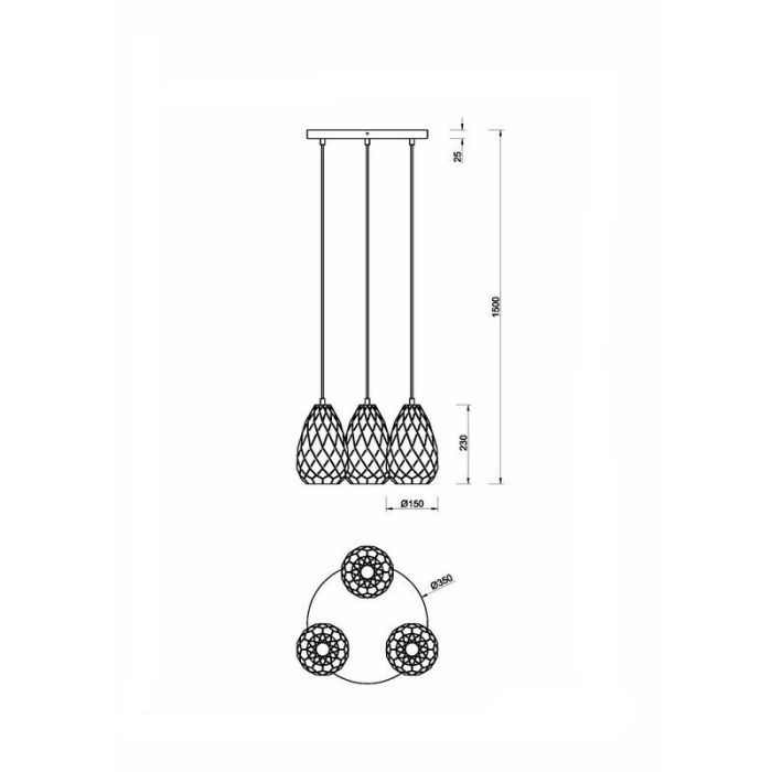 Antracit pendler lampe modern, Esrum