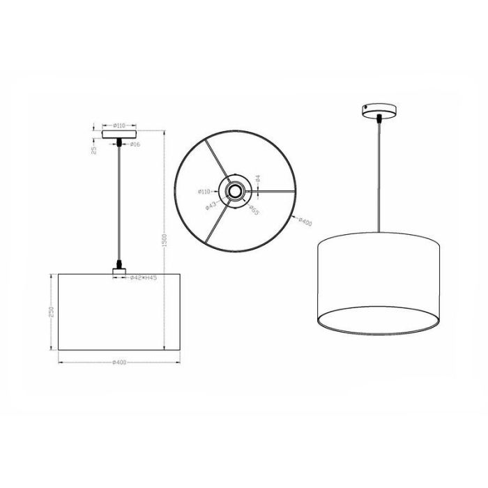 Sort pendler lampe stof, Ledbury