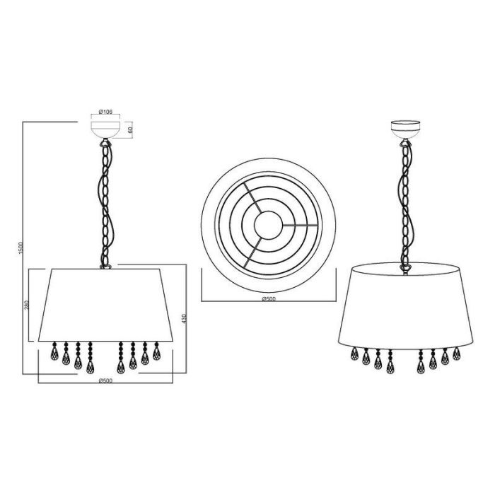 Krom pendler lampe modern, Asiya