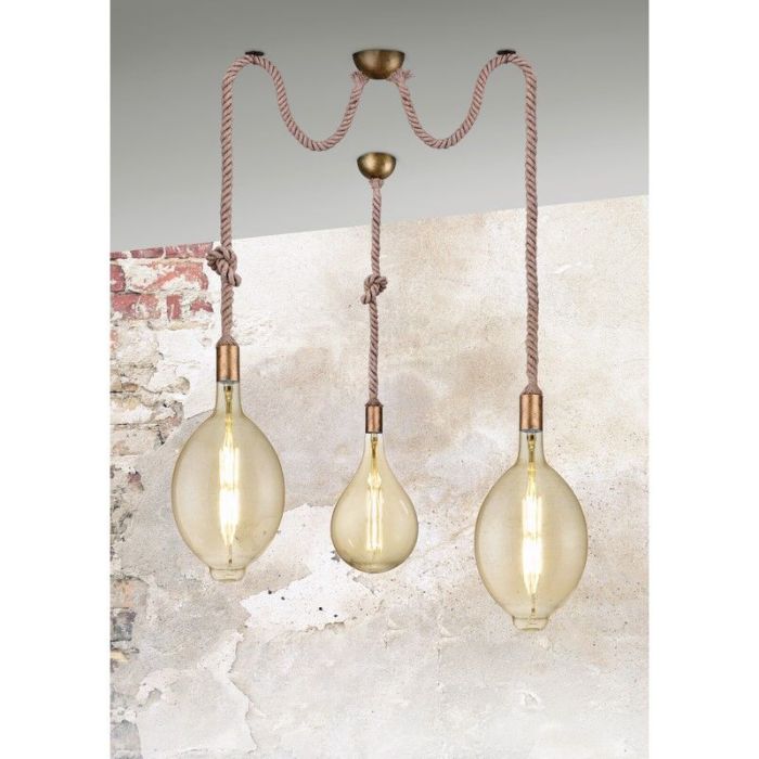 Bronze pendler lampe uden skærm rustik, Inca