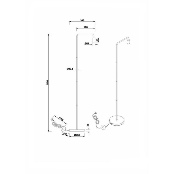 Sort gulv lampe modern, Ritual, med brytare