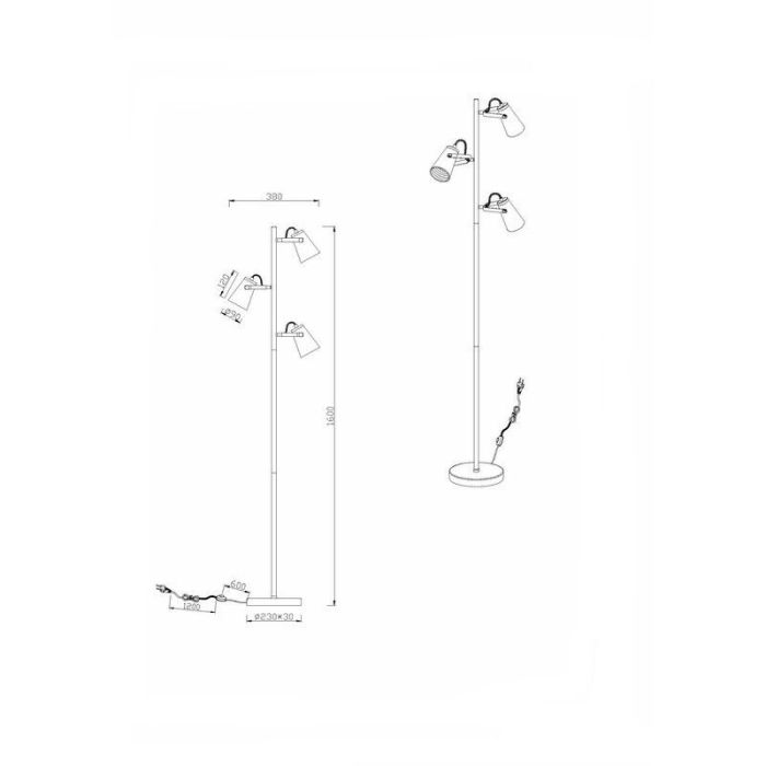 Sort gulv lampe modern, Skals, med brytare