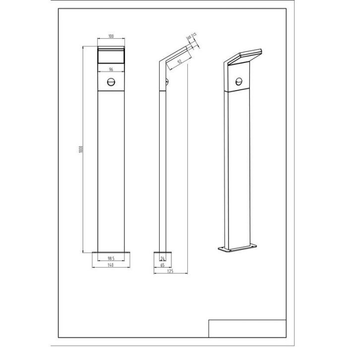 Antracit udendørslampe gulvlampe med bevægelsessensor modern, Solana, 9W, 3000K LED, IP54
